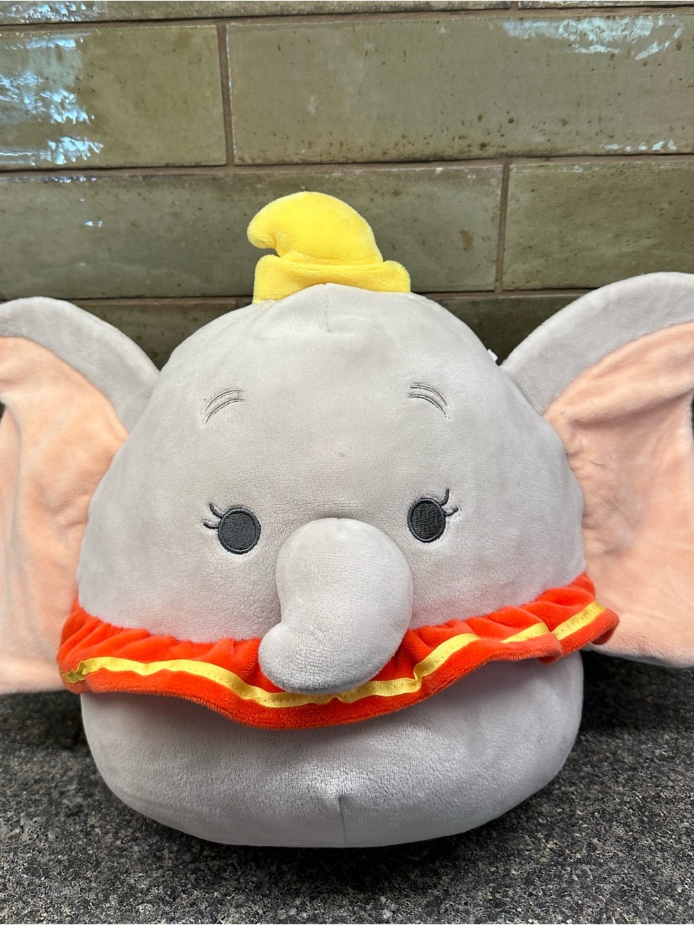 Squishmallow Disney Dumbo Plush Toy - Gray with Yellow Hat and Orange Ruffle